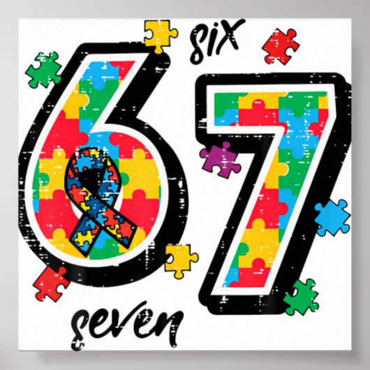 Autismus-Bewusstseins-Puzzle 6 7 Si Poster (Vorne)