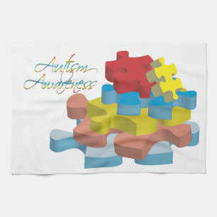 Autismus-Bewusstseins-Puzzlespiel bessert Küchentuch