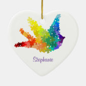 Autismus-Bewusstseins-Puzzlespiel-Vogel-Verzierung Keramikornament (Hinten)