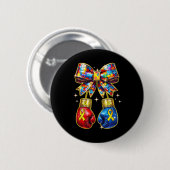 Autismus-Bewusstseins-Puzzleteil Coquette-Schleife Button (Vorne & Hinten)