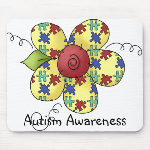 Autismus-Bewusstseins-Puzzleteile-Blumendesign Mousepad