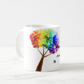 Autismus-Bewusstseins-Regenbogen-Puzzlespiel-Baum Kaffeetasse (Vorderseite Links)