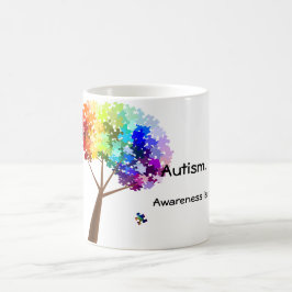 Autismus-Bewusstseins-Regenbogen-Puzzlespiel-Baum Kaffeetasse