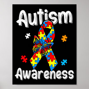 Autismus-Bewusstseins-Schleife Schmetterling Puzzl Poster