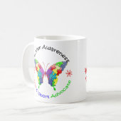 Autismus-Bewusstseins-Schmetterling Kaffeetasse (Vorderseite Links)