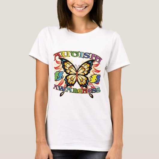 Autismus-Bewusstseins-Schmetterling T-Shirt (Vorderseite)