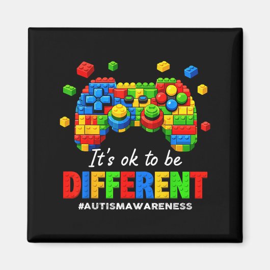 Autismus-Bewusstseins-Videospiel-Bausteine-Bricks Magnet (Vorne)