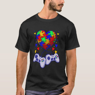 Autismus-Bewusstseins-Videospiel-Herz-Puzzle Kinde T-Shirt