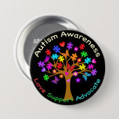 Autismus-Bewusstseinsbaum Button (Vorne & Hinten)