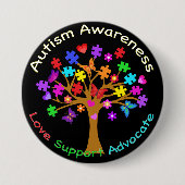 Autismus-Bewusstseinsbaum Button (Vorderseite)