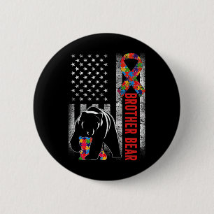 Autismus Bewusstseinsbildung Bruder Bär Amerikanis Button