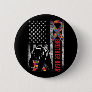 Autismus Bewusstseinsbildung Bruder Bär Amerikanis Button