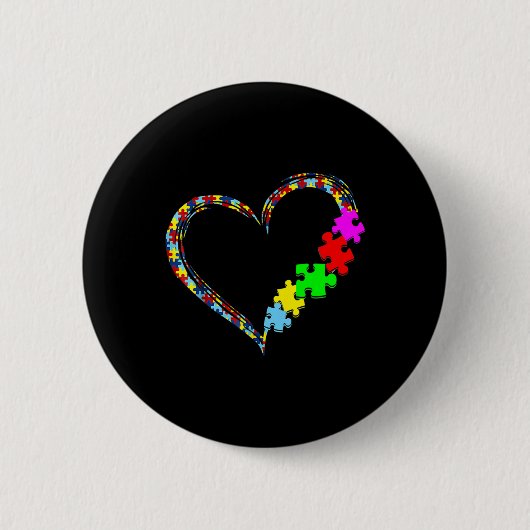 Autismus Bewusstseinsbildung Liebe Herz Puzzle Pie Button (Vorderseite)