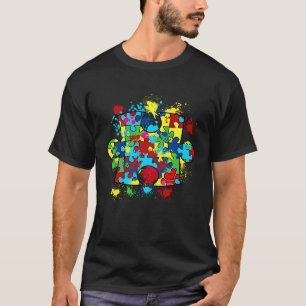 Autismus-Bewusstseinsmonat Unterstützen Sie Puzzle T-Shirt