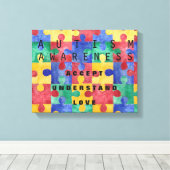 Autismus Bewusstseinsrätsel gepackte Leinwand (Insitu (Holzboden))