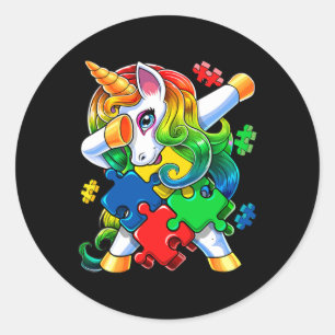 Autismus Bewusstseinsstörung Einhorn Puzzle Piece Runder Aufkleber
