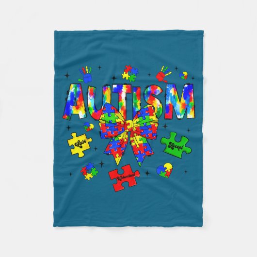 Autismus-Bewusstseinstag Coquette-Bogen-Puzzleteil Fleecedecke (Vorderseite)