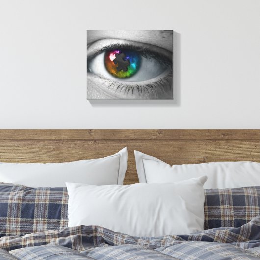 Autismus Bewusstseinswrap Canvas Multicolor Auge Leinwanddruck (Insitu (Schlafzimmer))