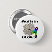 Autismus bläst Bewusstseinsbildung Button (Vorne & Hinten)