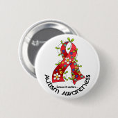 AUTISMUS Blumen-Band 1 Button (Vorne & Hinten)