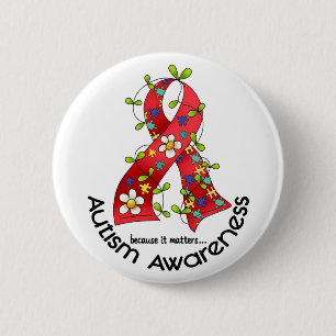 AUTISMUS Blumen-Band 1 Button