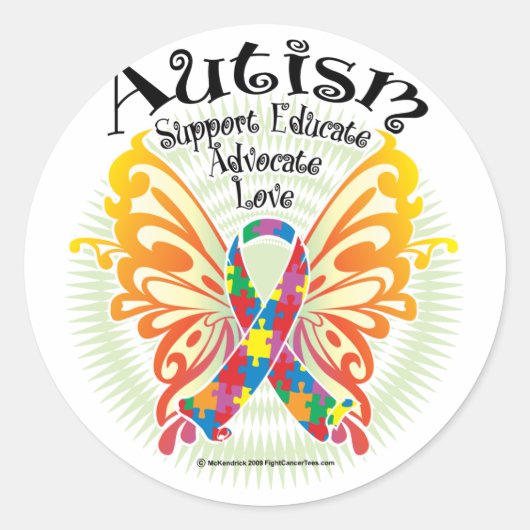 Autismus Butterfly 3 Runder Aufkleber (Vorderseite)