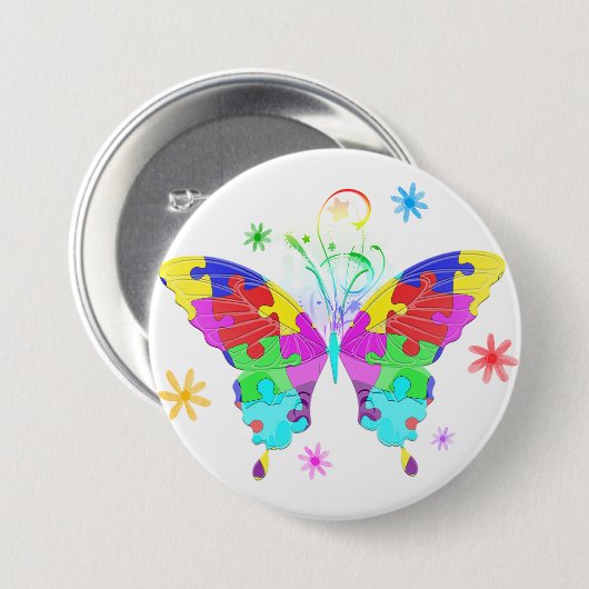 Autismus Butterfly Button (Vorne & Hinten)