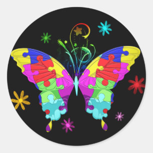 Autismus Butterfly Runder Aufkleber
