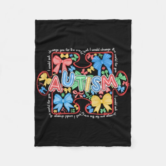 Autismus Coquette Bow Puzzle Autismus Bewusstsein Fleecedecke (Vorderseite)
