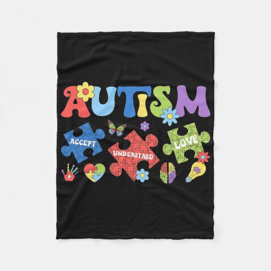 Autismus Coquette Bow Puzzles Akzeptieren Liebe Fleecedecke (Vorderseite)