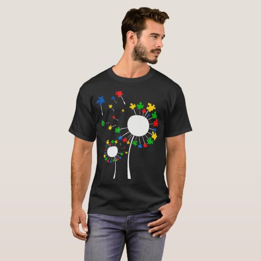 Autismus-Dandelion Blume Puzzle Piece Autism Aware T-Shirt (Vorne ganz)