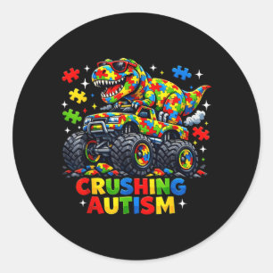 Autismus-Dinosaurier-Monstertruck Autismus Runder Aufkleber