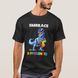 Autismus Dinosaurier Umarme Unterschiede Shamrock  T-Shirt