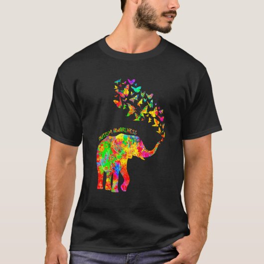 Autismus Elefant Aquarell Bewusstsein Mutter Kinde T-Shirt (Vorderseite)