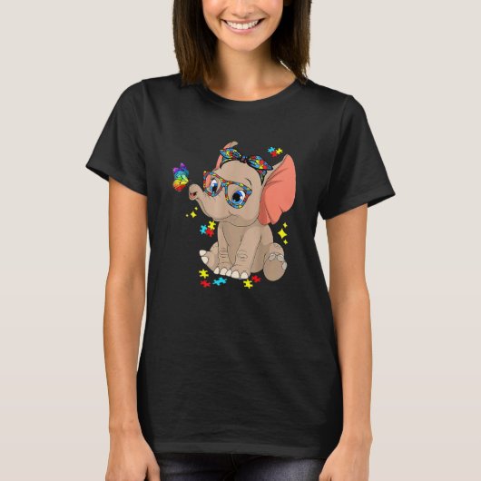 Autismus Elefant Brille Bewusstsein Mutter Kinder T-Shirt (Vorderseite)