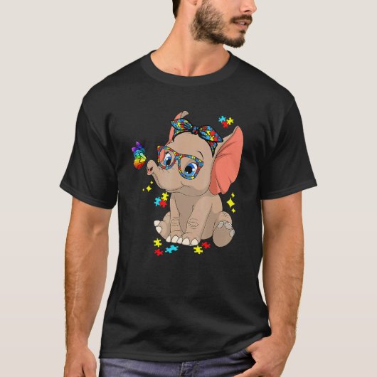 Autismus Elefant Brille Bewusstsein Mutter Kinder T-Shirt (Vorderseite)