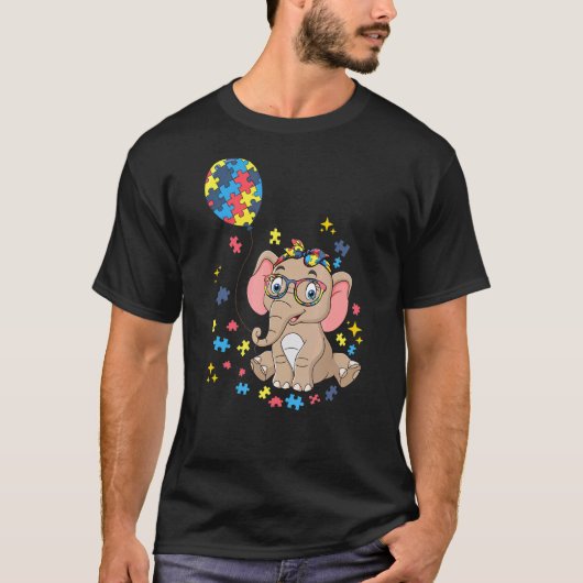 Autismus Elefant Brille Bewusstsein Mutter Kinder T-Shirt (Vorderseite)