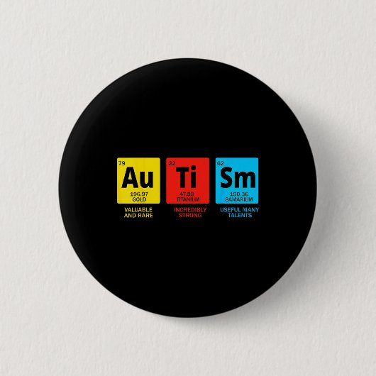 Autismus-Elemente Periodensystem Asd Autismus-Bewu Button (Vorderseite)
