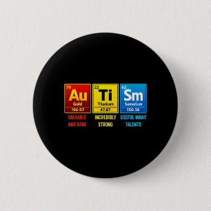 Autismus-Elemente Periodensystem Bewusstsein ASD M Button