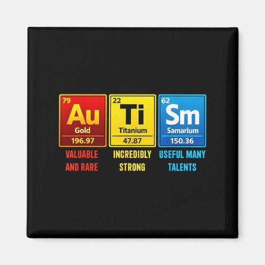 Autismus-Elemente Periodensystem Bewusstsein ASD M Magnet (Vorne)