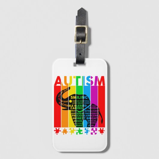 Autismus Elephant Niedliches Bewusstsein Gepäckanhänger (Vorderseite Vertikal)