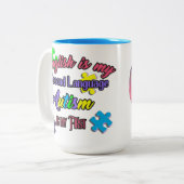 Autismus Elephant Puzzle Zweifarbige Tasse (Vorderseite Links)