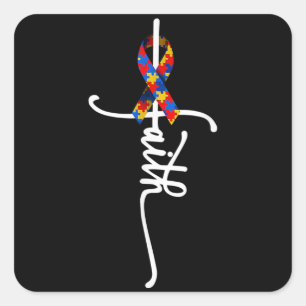 Autismus Faith Cross Autismus Autistic Funny Autis Quadratischer Aufkleber