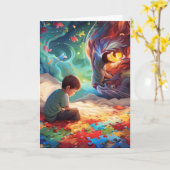 Autismus Faltkarte Karte (Gelbe Blume)