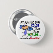 Autismus FARBE IHRE EIGENEN WELTsöhne Button (Vorne & Hinten)