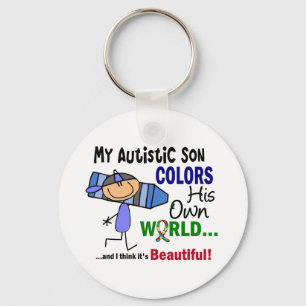Autismus FARBIERT SEINEN EIGENEN WORLD Son Schlüsselanhänger