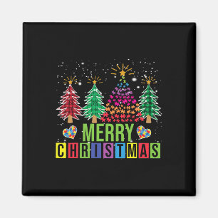 Autismus Frohe Weihnachtsbaum Buffalo Kariert Matc Magnet
