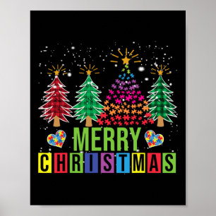 Autismus Frohe Weihnachtsbaum Buffalo Kariert Matc Poster