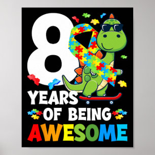 Autismus Geburtstagsparty Acht Jahr alt Autistisch Poster