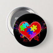 Autismus-glänzendes Herz Button (Vorne & Hinten)